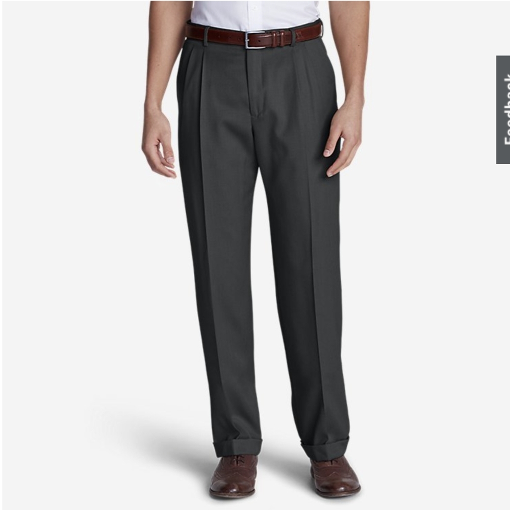 Eddie Bauer navy men's pleated wool gabardine pants size 46
